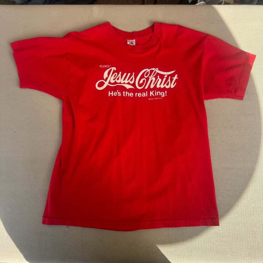 Fruit of the Loom Jesus Christ Graphic T-Shirt Size XL Red